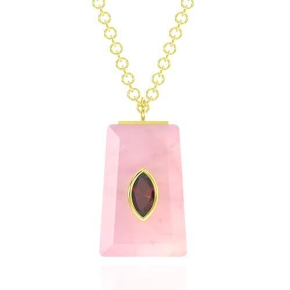 9588 Rose Quartz Necklace , Premium Gold Necklaces - Tarnish Free 18K Gold
